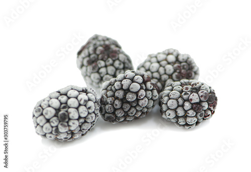 Frozen blackberries an isolated on white background