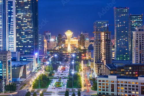 Photography Evening view of the city of Nur Sultan