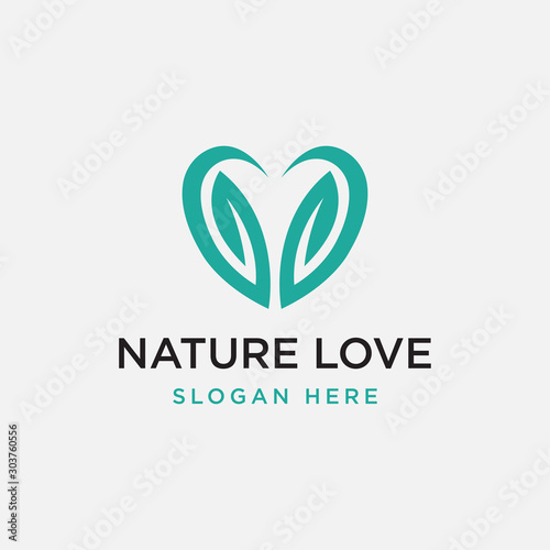 love leaf logo template vector illustration