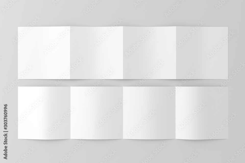 Square 4 Fold Brochure White Blank Mockup Square 4 Fold Brochure White Blank Mockup