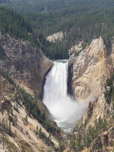 One of the most visited sites at the Yellowstone National Park in Wyoming is the Lower Yellowstone Falls.