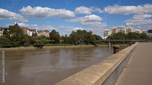 Beautiful clouds above the river Loire in Nantes in France, Europe