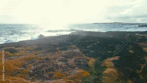 Wallpaper Mural Powerful ocean waves crashing on the rocks in the western part of Iceland in the sunset light Torontodigital.ca