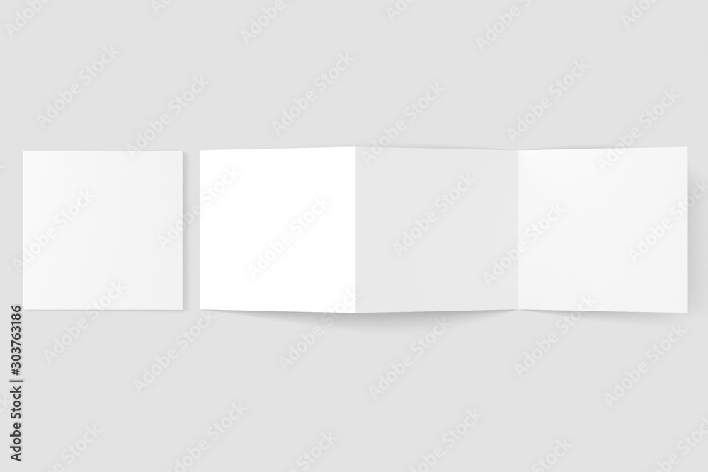 Fototapeta premium Square Z Fold Trifold Brochure White Blank Mockup