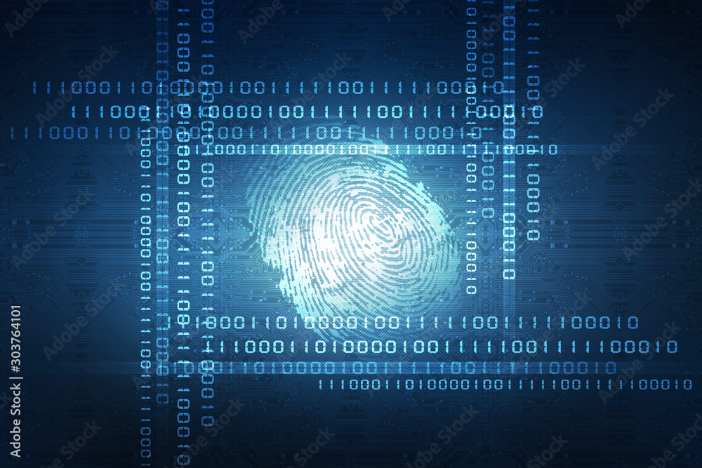 Obraz premium Fingerprint Scanning Technology Concept 2d Illustration