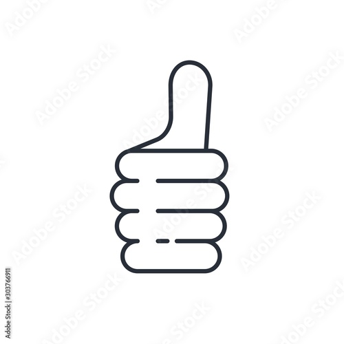 Hand thumbs up icon. Vector logo on white background.