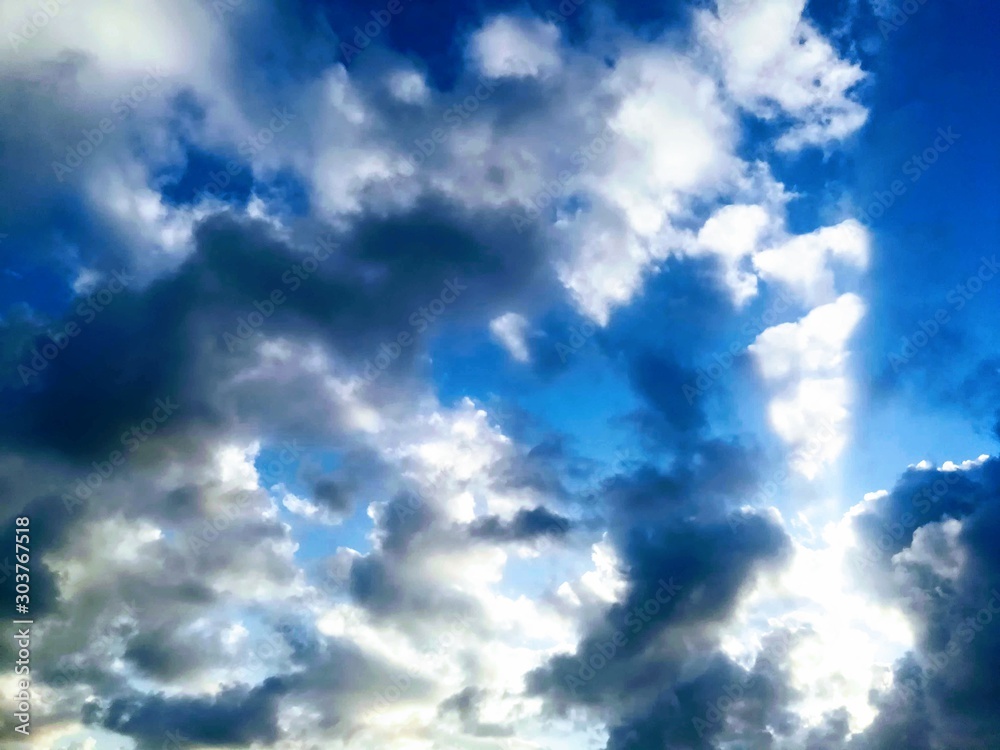 Fototapeta premium The picture of the blue sky and clouds from a different time