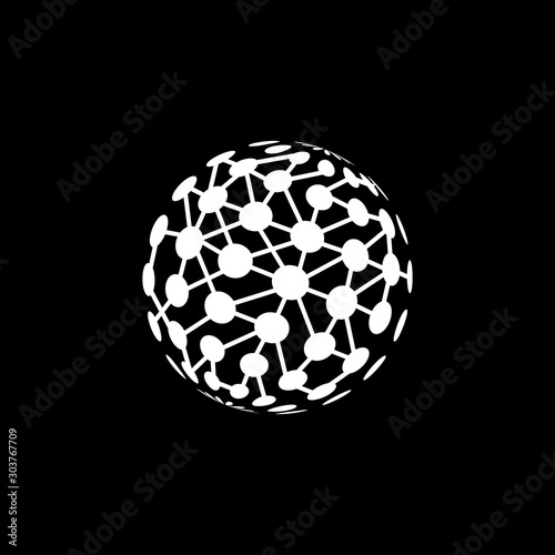  globe, sphere technology logo vector icon