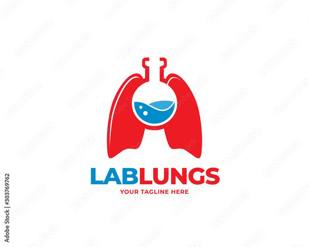 lab lungs logo design vector, science lungs logo design concept