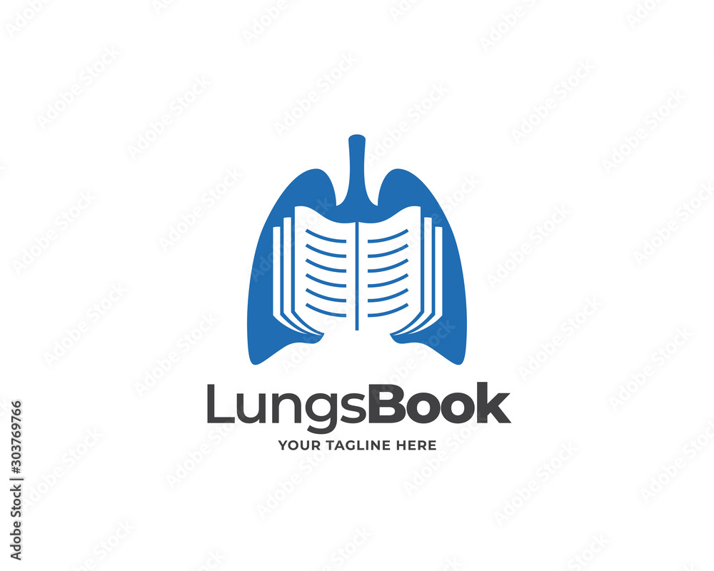 lungs book logo design vector, science logo design concept