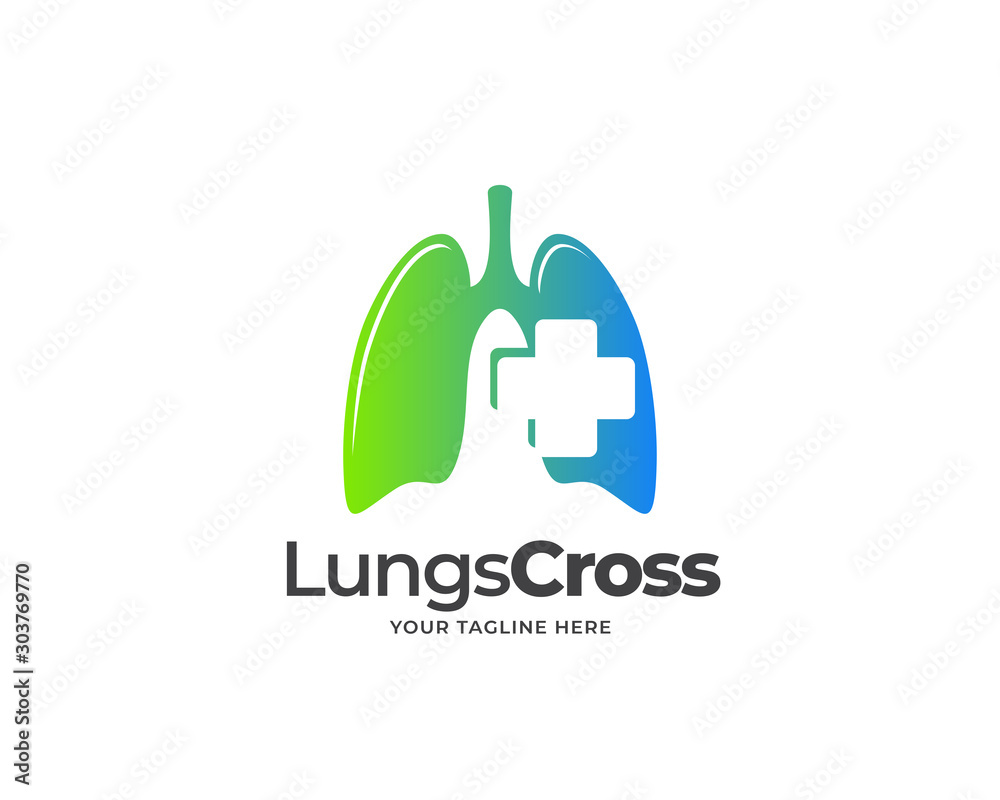 lungs cross logo design vector, health logo design concept