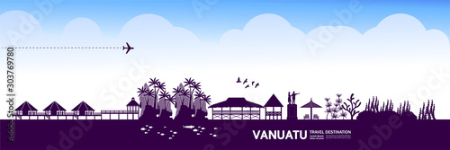 Vanuatu travel destination grand vector illustration.