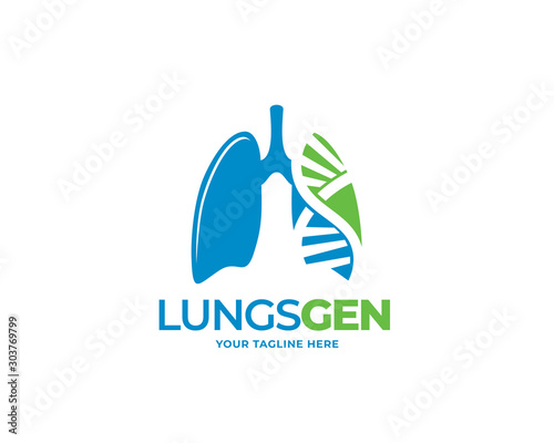 DNA lungs logo template design vector