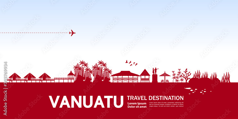 Vanuatu travel destination grand vector illustration.