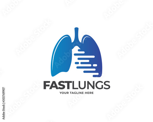 fast lungs logo design vector, tech logo design concept