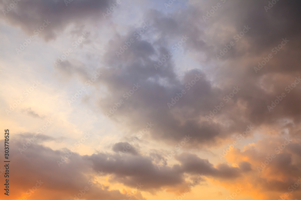 Sunset sky and clouds background.