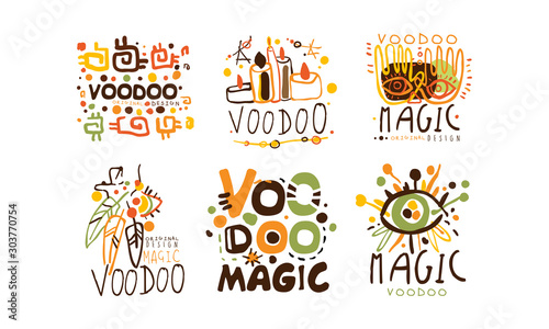 Voodoo and Magic Labels Design Vector Set