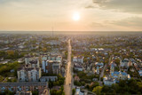 Aerial view of urban area in Ivano-Frankivsk city, Ukraine.