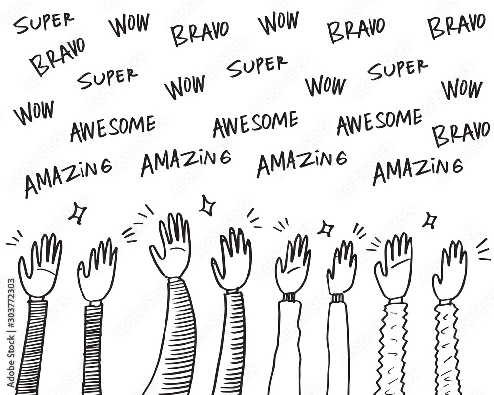 Hand Drawn sketch style of Human hands clapping ovation Hand Drawn sketch style of Human hands clapping ovation