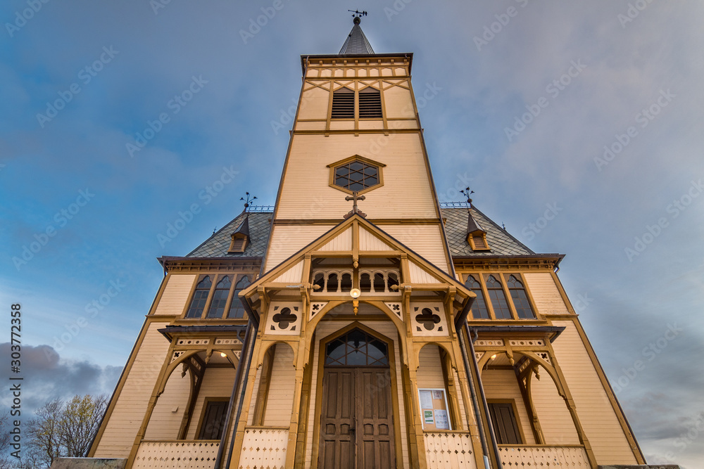 famous vagan church at kabelvag, norway