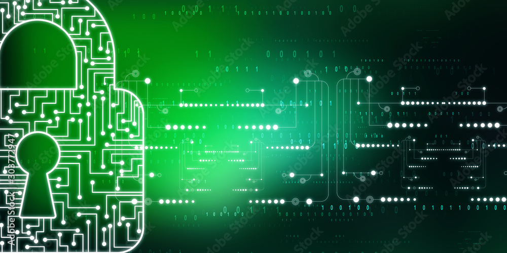 2d illustration Safety concept: Closed Padlock on digital background