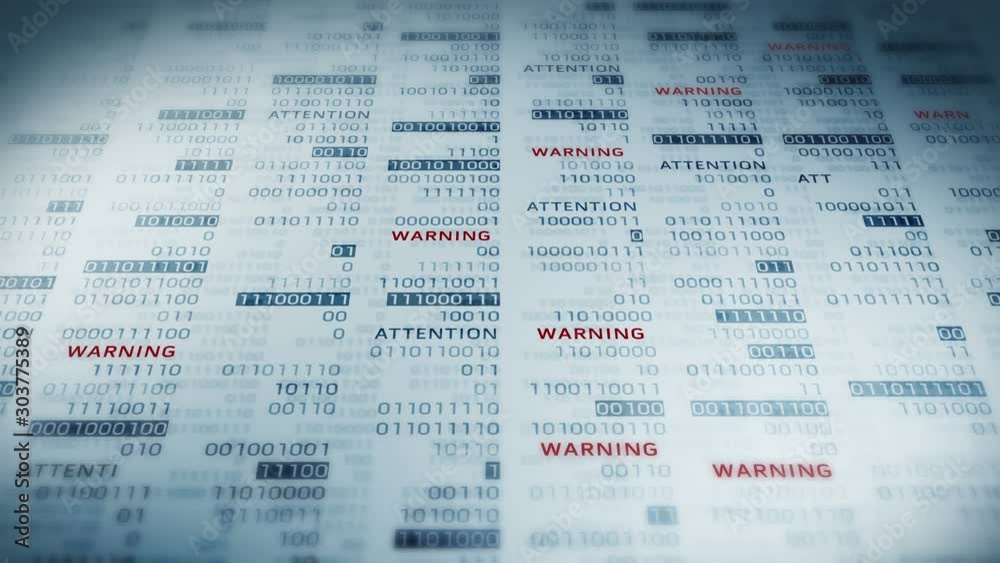 Warning and Attention message with binary numbers. Web online with digital technology loop animation. Computer network problem error concept. Warning and Attention message with binary numbers. Web online with digital technology loop animation. Computer network problem error concept.