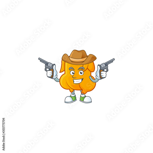 Delicious fried chicken with mascot a cowboy