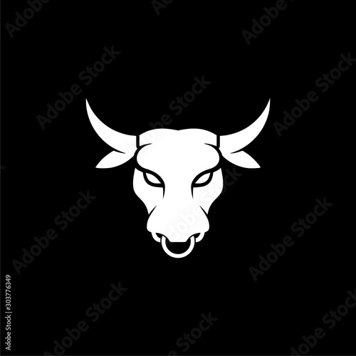 Bull head icon isolated on black background