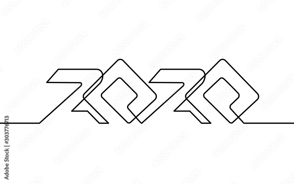 Fotografie 2020 New Year single continuous line art