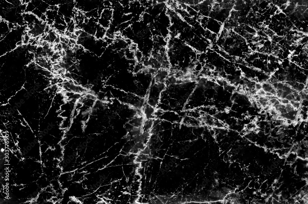 Marble black and white lightning  patterns with line curly vein texture natural dark background