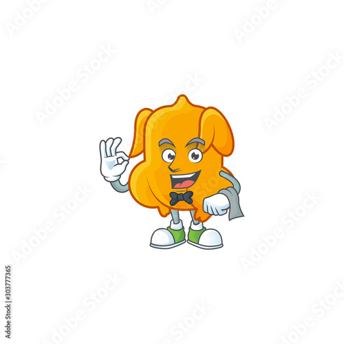 Fried chicken cartoon with the character waiter