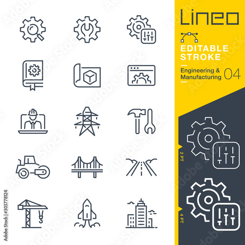 Lineo Editable Stroke - Engineering and Manufacturing line icons