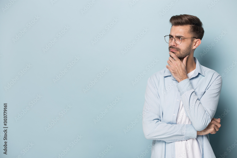 Close up portrait with pensive handsome bearded man. Close up portrait with pensive handsome bearded man.