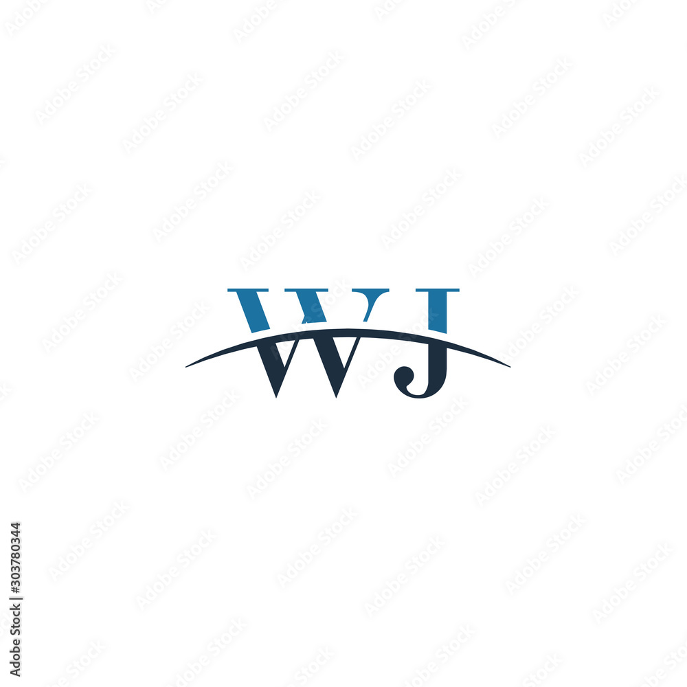 Initial letter WJ, overlapping movement swoosh horizon logo company design inspiration in blue and gray color vector Initial letter WJ, overlapping movement swoosh horizon logo company design inspiration in blue and gray color vector
