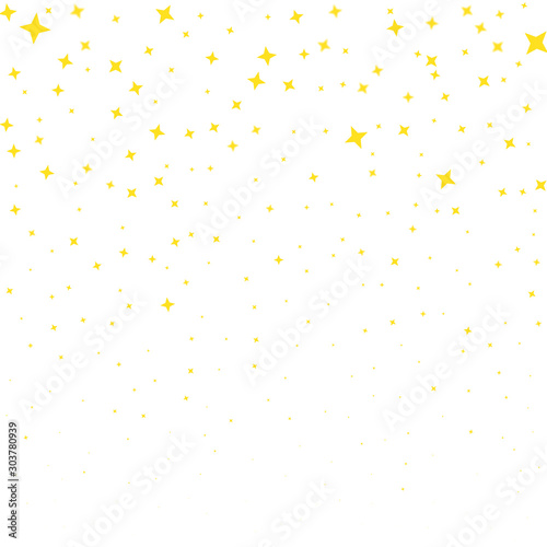 Vector sparkling falling star. Gold texture. Confetti stars background.