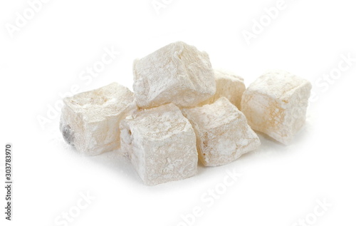 Turkish delight isolated on white.Ratluk.