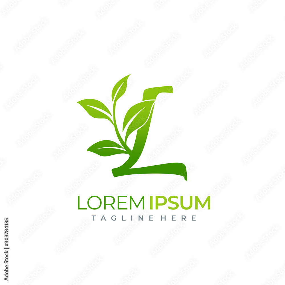 Letter L Green Plant Leaf Logo Vector Stock Vector | Adobe Stock