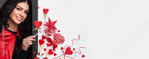 Woman with Valentine's day decor
