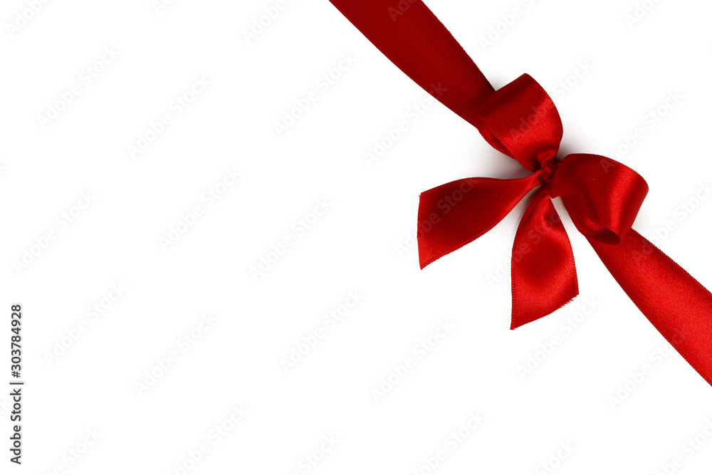 Thin red bow with crossed ribbon, isolated on white background Stock Photo  by ©zheeeka.gmail.com 93871246