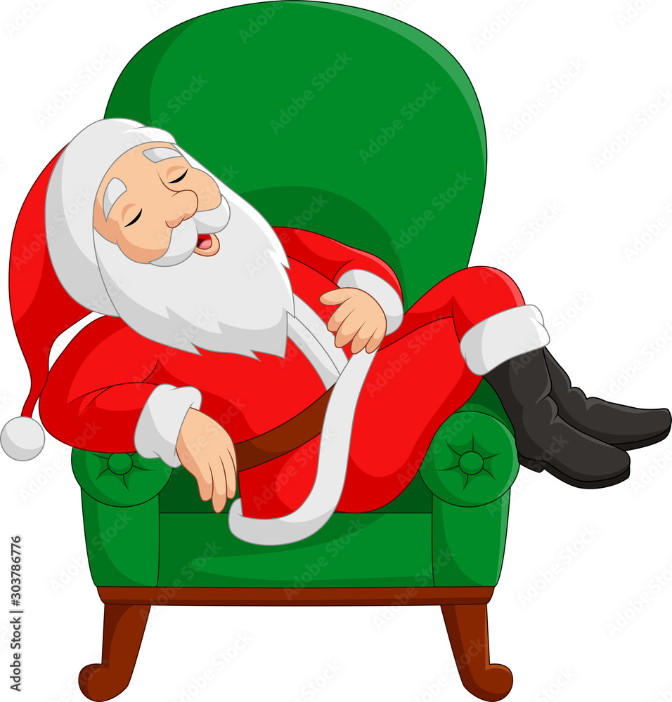 Φωτογραφία Cartoon Santa Claus sleeping on armchair