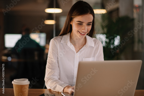 Young businesswoman working in office