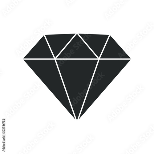 Cartoon flat style diamond icon outline shape. Gem jewel logo symbol sign. Vector illustration image. Isolated on white background.