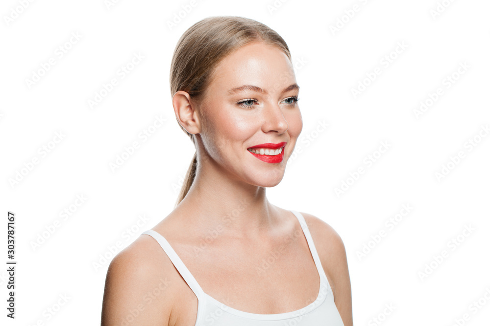 Healthy woman isolated on white background Healthy woman isolated on white background
