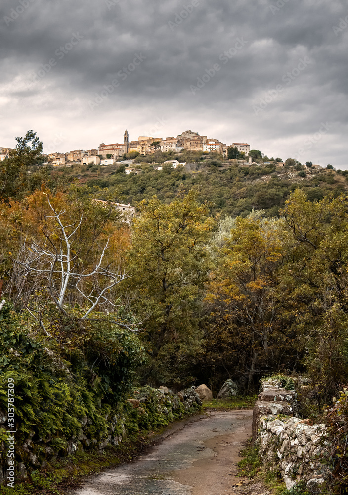 Fototapeta premium Ancient mountain village of Speloncato in Corsica