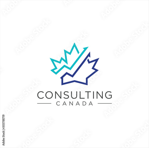 Canadian Financial Logo . Insurance Business Canada logo Design Illustration . Maple Chart Financial Logo . Business financial logo