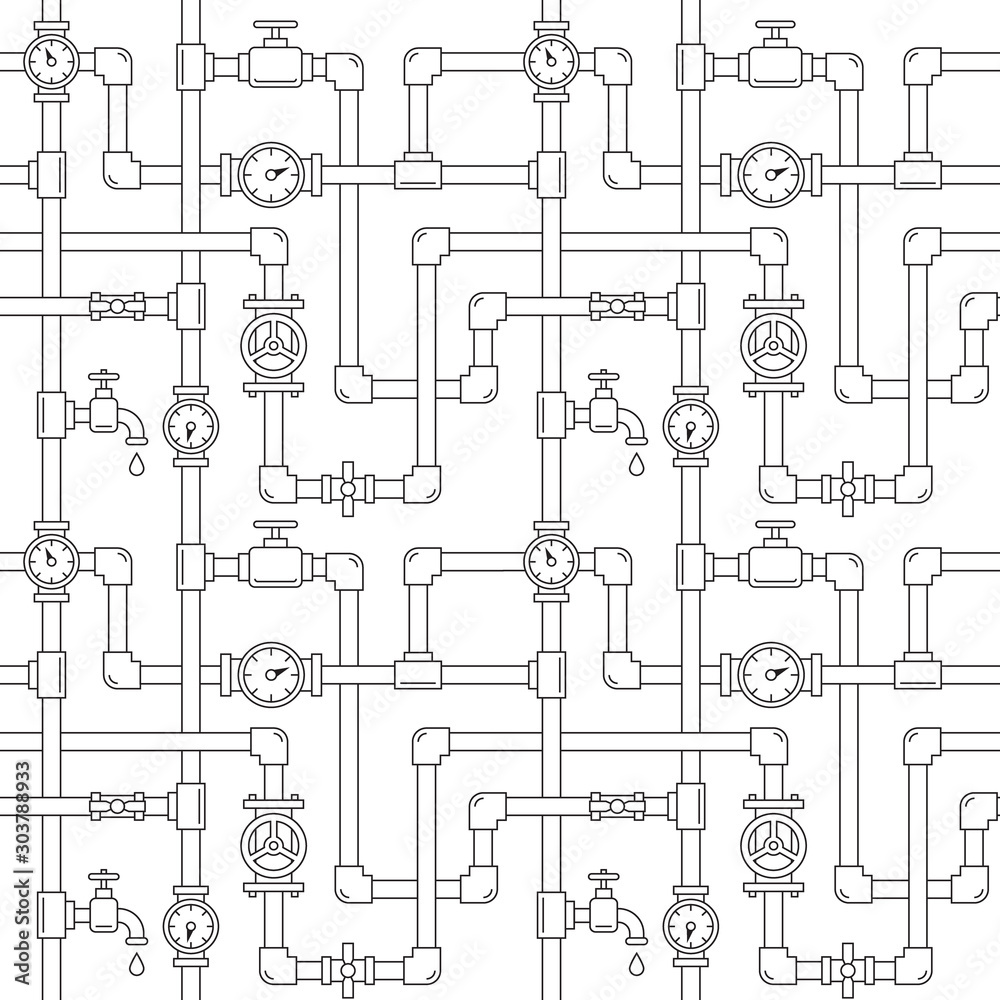 Ταπετσαρία Seamless pattern with pipes, cranes and water meters