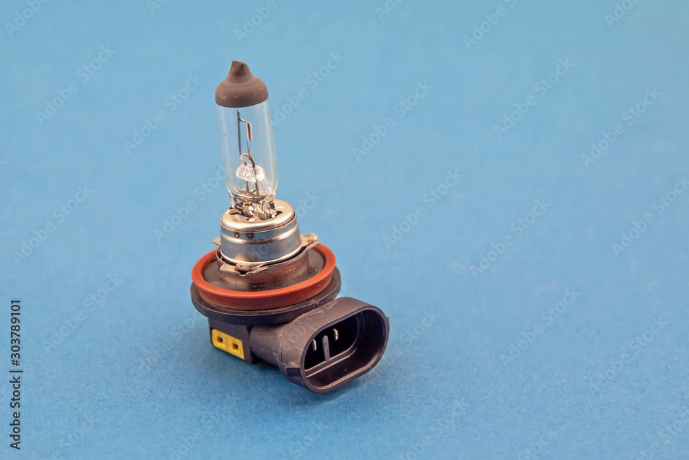 Car led lights on blue background
