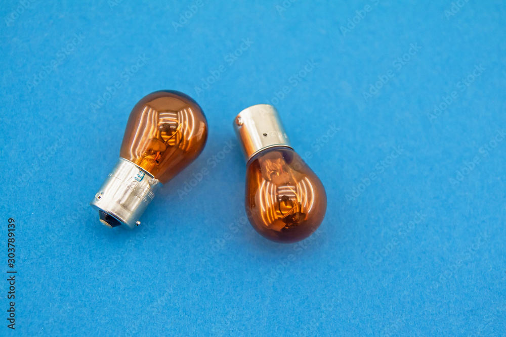 Car led lights on blue background