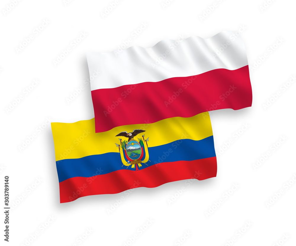 Flags of Ecuador and Poland on a white background Flags of Ecuador and Poland on a white background