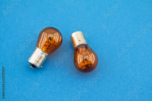 Obraz na płótnie Car led lights on blue background w salonie